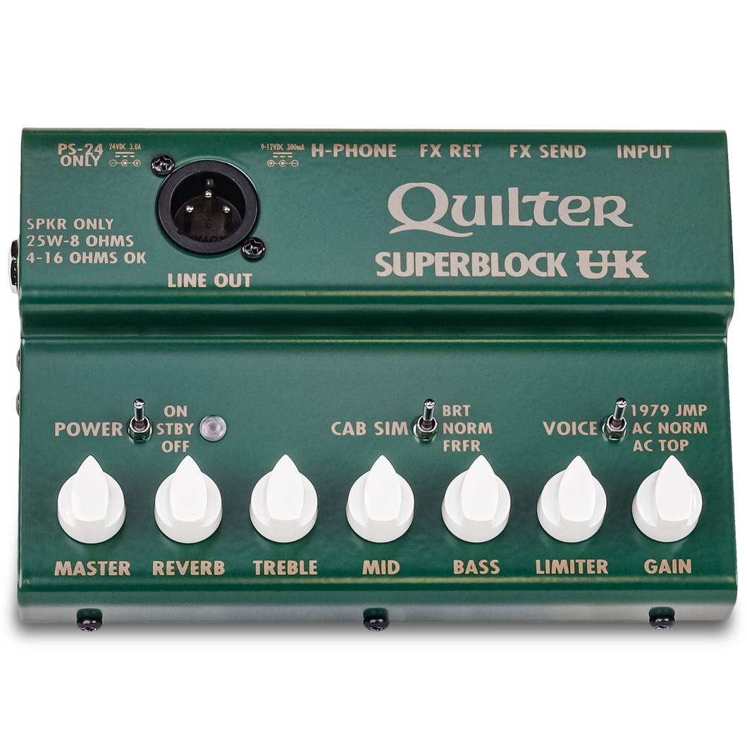 Quilter SUPERBLOCK-UK 25w Pedal Amp w/ UK Amp Voicing, Cab Sim, Effects Loop, XLR Out-Easy Music Center
