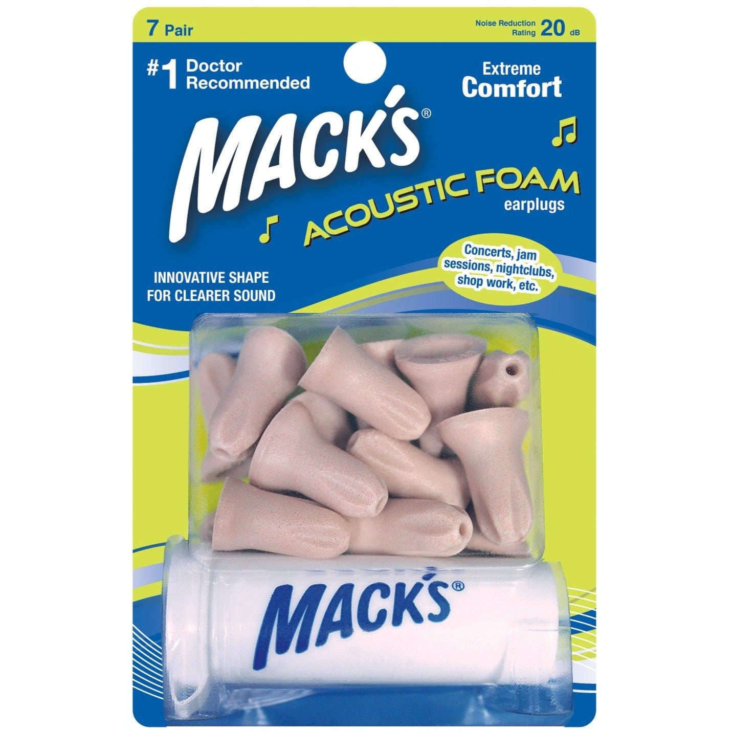 Mack's MACKS-967 Acoustic Foam - 7 Pair with Case, -20db