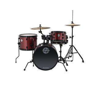 Ludwig LC178X025 Pocket Kit by Questlove, 4pc Full Kit w/ Hardware & Cymbals, 16, 10, 13, 12s - Wine Red Sparkle-Easy Music Center