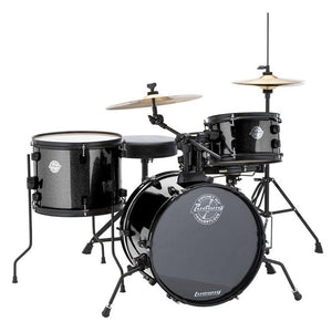 Ludwig LC178X016 Pocket Kit by Questlove, 4pc Full Kit w/ Hardware & Cymbals, 16, 10, 13, 12s - Black Sparkle-Easy Music Center