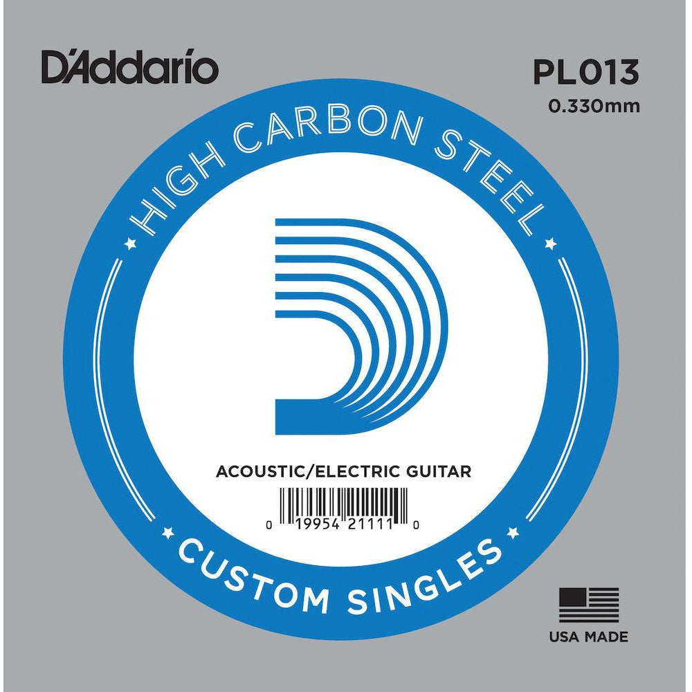 D'Addario PL013 Plain Steel Guitar Single String, .013-Easy Music Center
