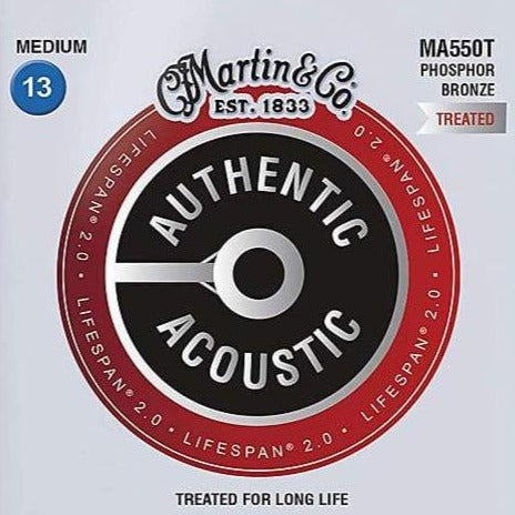 Martin MA550T SP Authentic PB Treated Guitar Strings, Medium, 13-56-Easy Music Center
