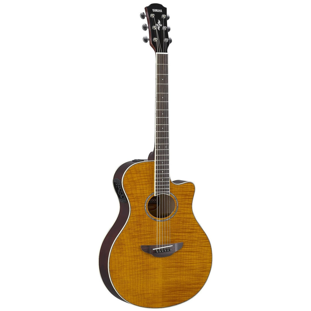 Yamaha APX600FM-AM Thinline Acoustic-Electric Guitar, Flamed Maple Amber-Easy Music Center